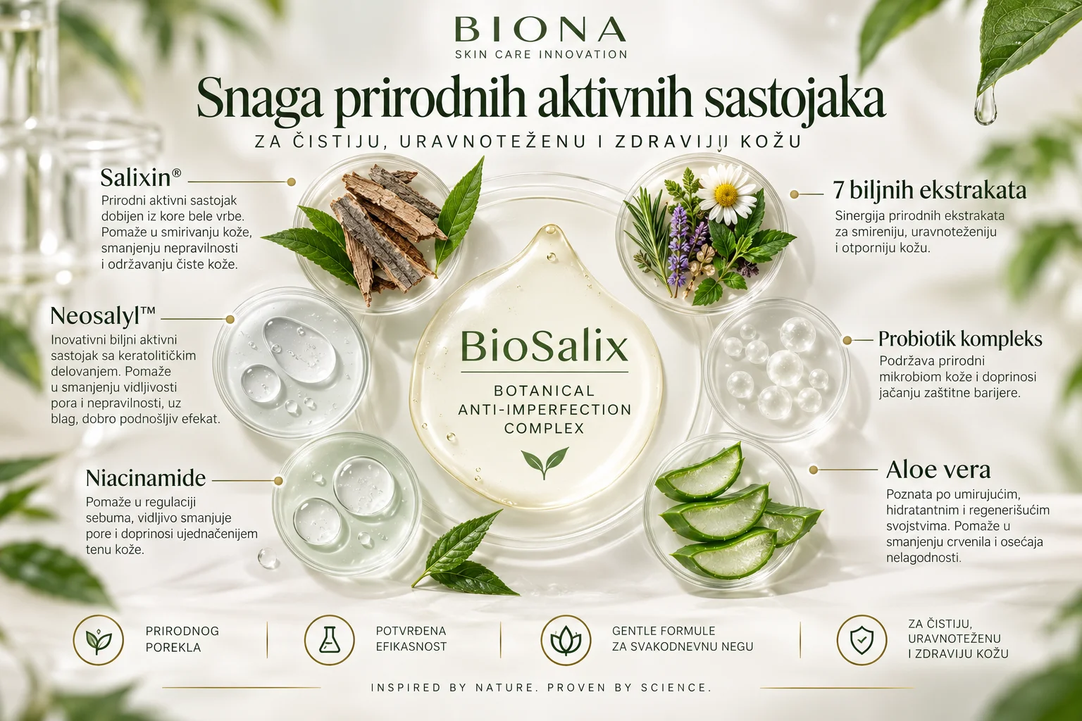 Aktivni sastojci BioSalix rutine salicilna kiselina niacinamid aloe vera vrba