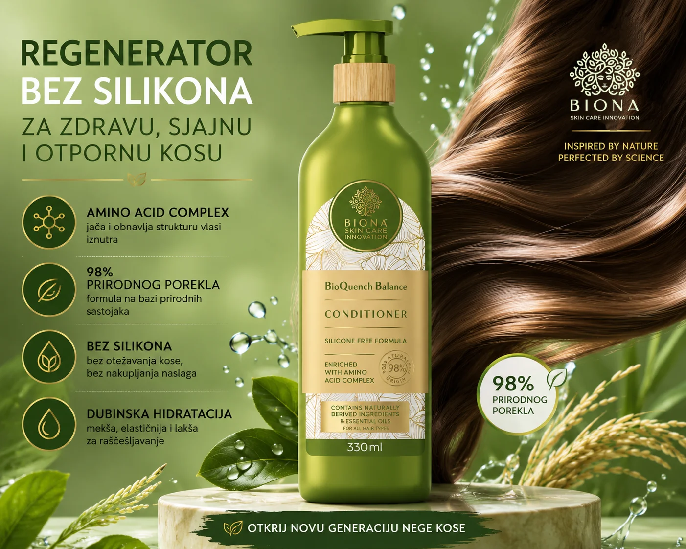 Biona BioQuench Balance Conditioner prirodni regenerator za kosu bez silikona