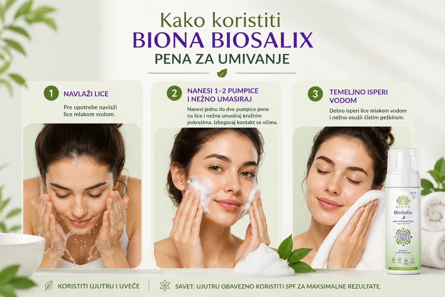 Kako se koristi Biona BioSalix pena za umivanje