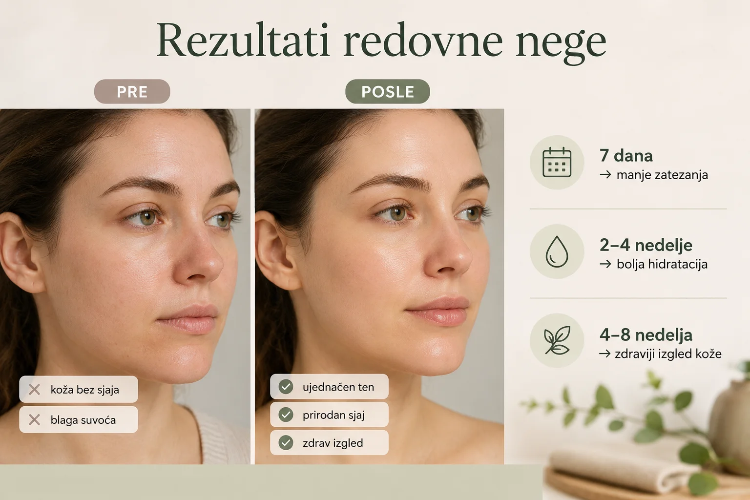 Rezultati redovne nege suve kože